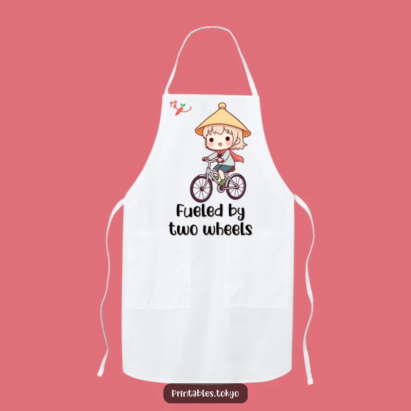 Funny Japanese Hat Cooking Apron - Cute Character Bicycle Rider Kitchen Gift
