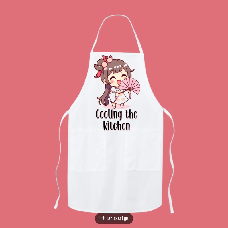 Funny Fan Waving Apron: Excited Character, Hilarious Kitchen Breeze