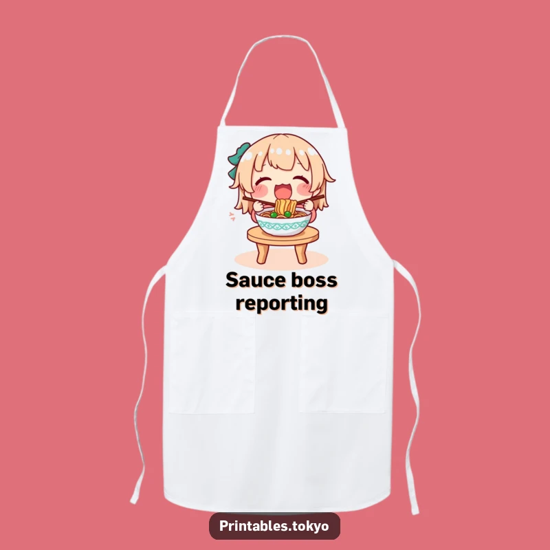 Funny Noodle Chef Apron: Character's Meal Prep, Humorous Kitchen Wear
