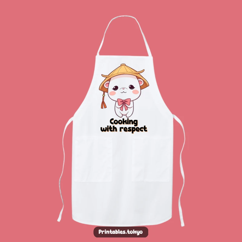 Funny Shy Creature Japanese Hat Apron - Cook with Gentle Humor