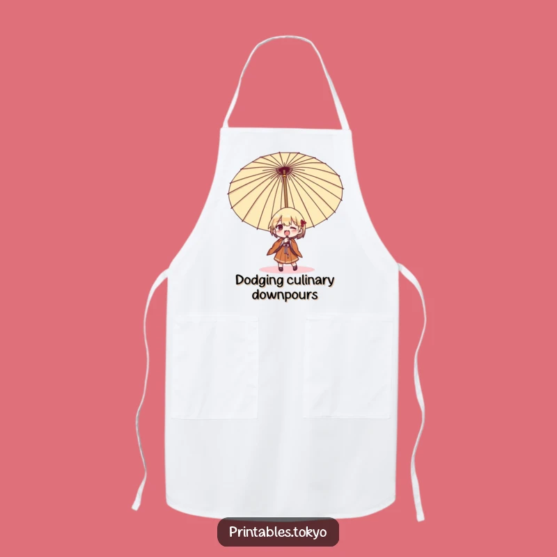 Funny Umbrella Struggle Apron: Cook Under (or Against) the Weather!