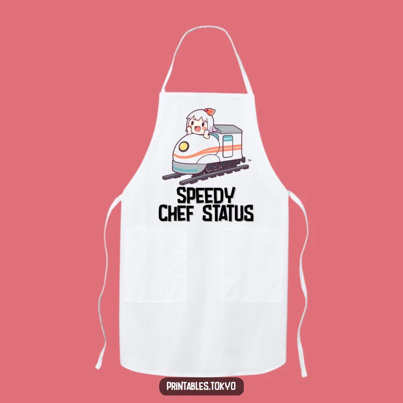 Funny Bullet Train Apron: Cute Character's Speedy Kitchen Prep, Humorous Chef Wear