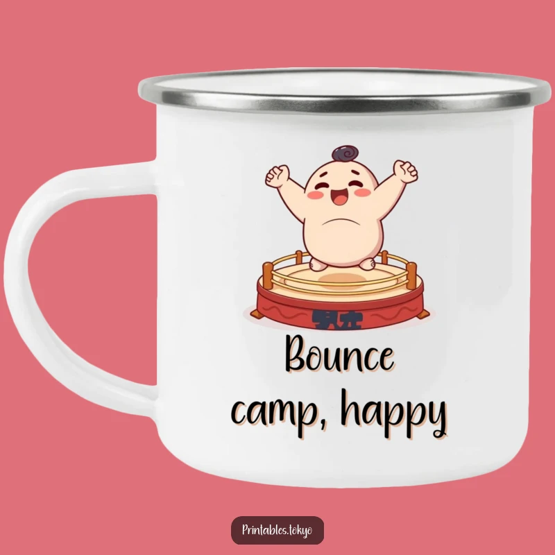 Funny Sumo Bouncer Camping Mug - Adventure Ready Energy, Perfect Funny Gift