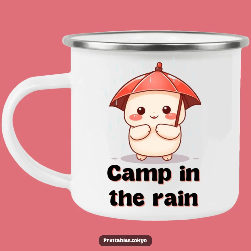 Funny Dumpling Camping Mug: Cute Umbrella Character - Outdoor Whimsy Gift