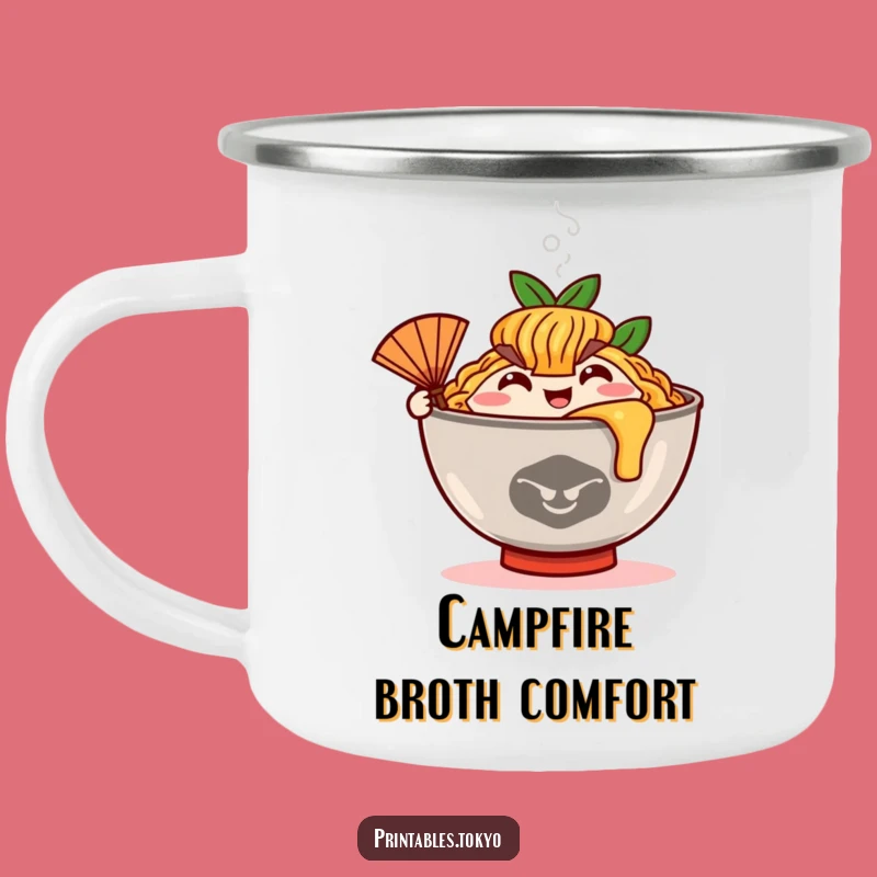 Funny Ramen Fan Camping Mug: Adventure Cool, Steamy Vibes, Awesome Funny Gift!