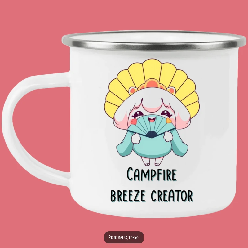 Funny Giant Fan Camping Mug - Smiling Character Outdoor Cooling Gift