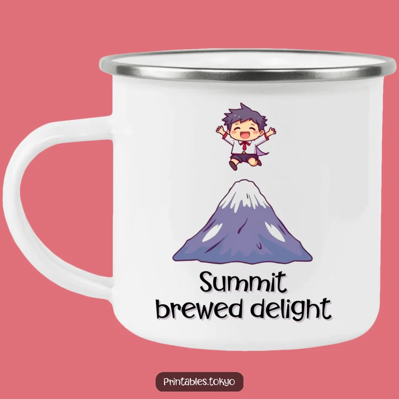 Funny Mount Fuji Leap Camping Mug: Durable & Humorous Explorer Gift!