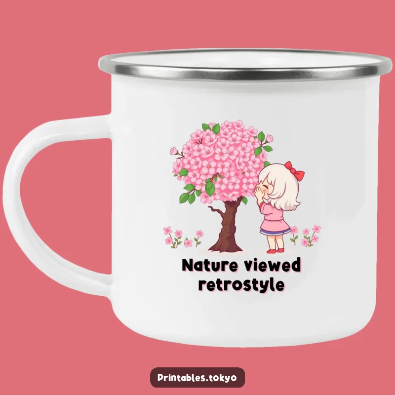 Funny Pixel Admirer Camping Mug: Digital Nature On The Go, Outdoor Gift