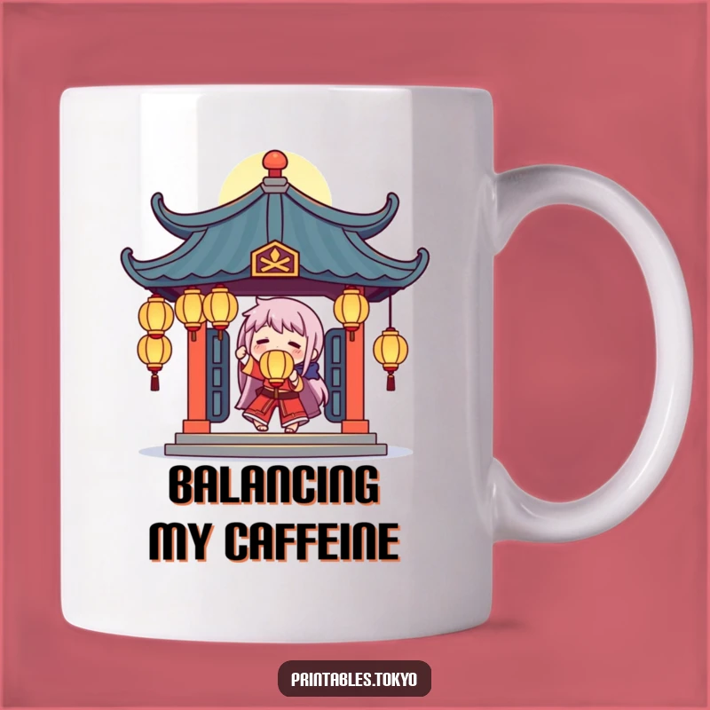 Funny Temple Juggler Mug: Glowing Lanterns Character, Whimsical and Hilarious Gift