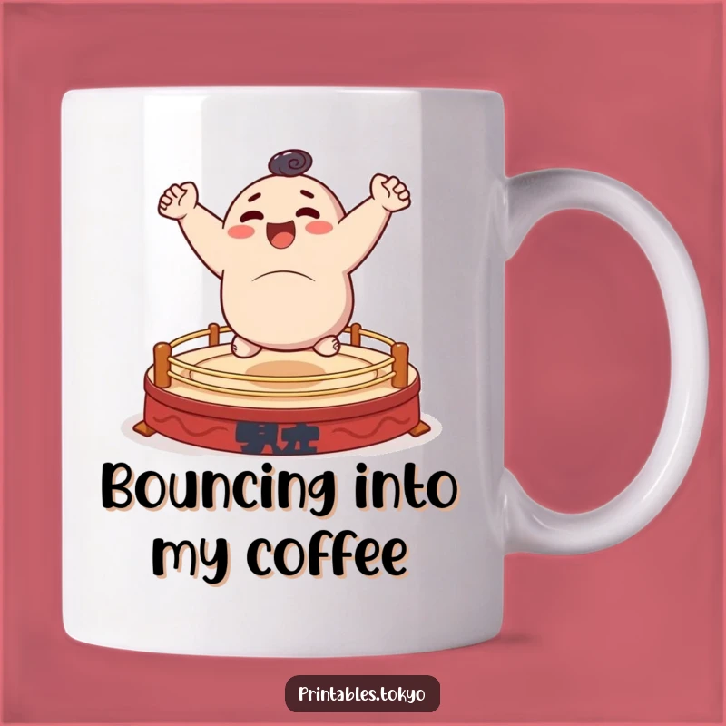 Funny Sumo Bouncer Mug - Joyful Character Action, Perfect Funny Gift for Athletes