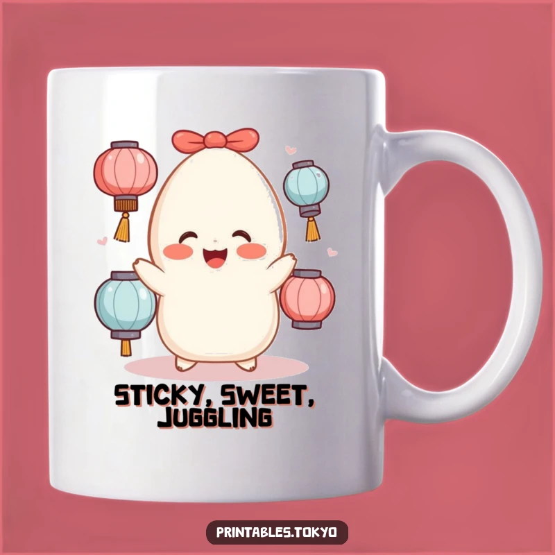 Funny Mochi Juggler Mug: Cheerful Lantern Balancing Act, Perfect Funny Gift!