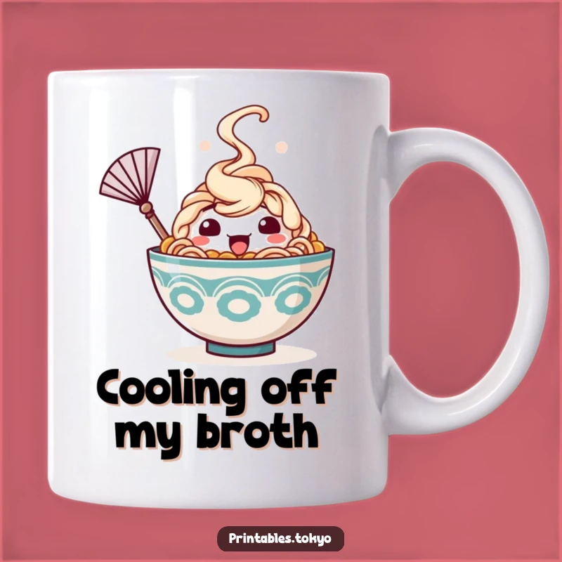 Funny Ramen Mug: Happy Bowl with Fan - Steaming Hot Humor Gift