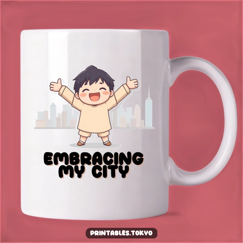 Joyful City Embrace Mug: Funny Skyline Lover's Perfect Gift!