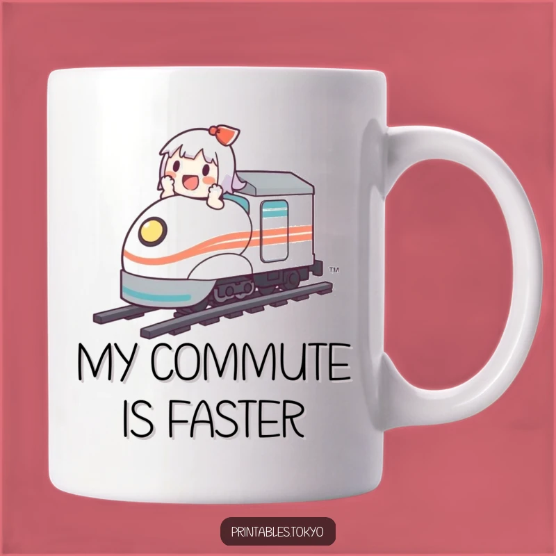 Funny Bullet Train Adventure Mug: Cute Character's Speedy Journey, Perfect Gift