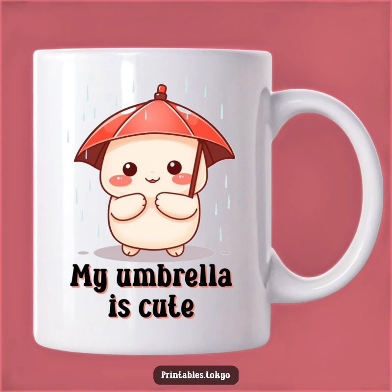 Funny Dumpling Mug: Adorable Character with Umbrella in Rain - Charming Gift