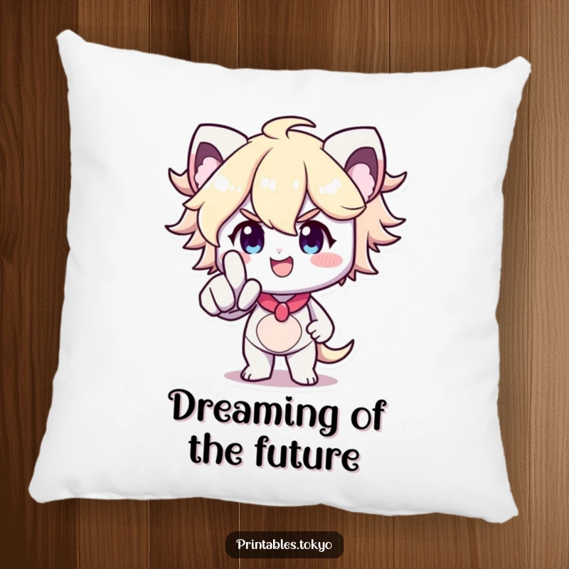 Funny Pillow: A determined character points forward with a smile, offering comfort and motivational humor, a delightful accent piece.