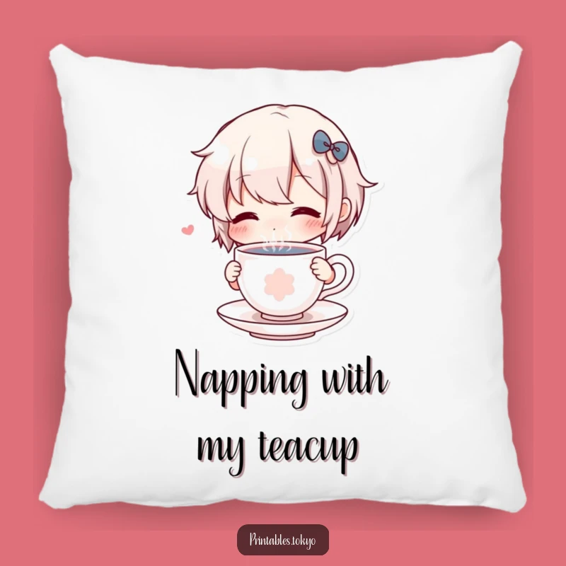 Funny Accent Pillow: Character Sipping Tiny Teacup, Cozy and Hilarious Funny Gift for Sofa Snuggles