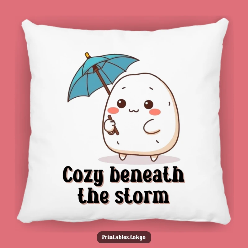 Funny Determined Onigiri Umbrella Pillow - Cozy Comfort for the Brave Gift