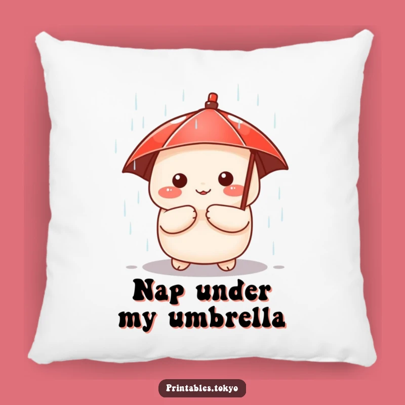 Funny Dumpling Pillow: Cute Character Under Umbrella - Cozy & Adorable Accent