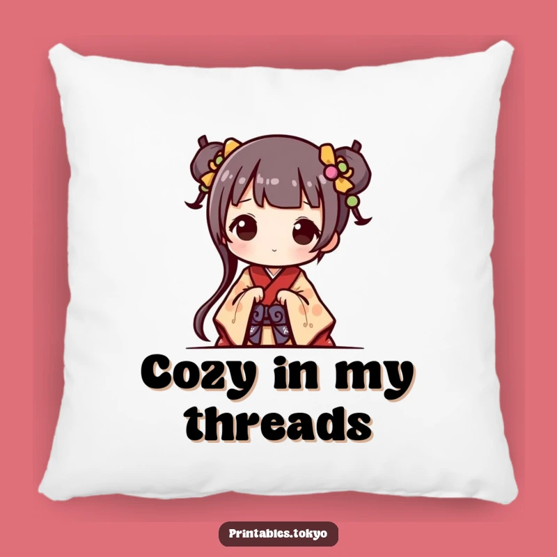Funny Kimono Character Pillow: Cozy Cuteness with a Playful Peek!