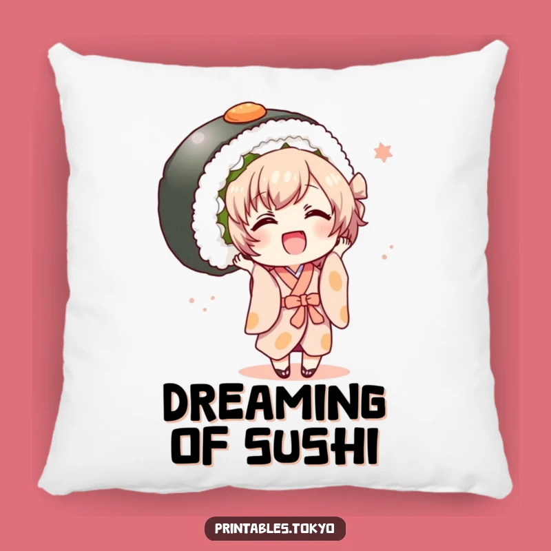 Funny Kimono Sushi Pillow - Cozy Joyful Character, Oversized Roll Cushion Gift