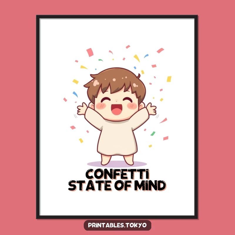 Funny Confetti Digital Print - Cheerful Character Celebration Art Gift