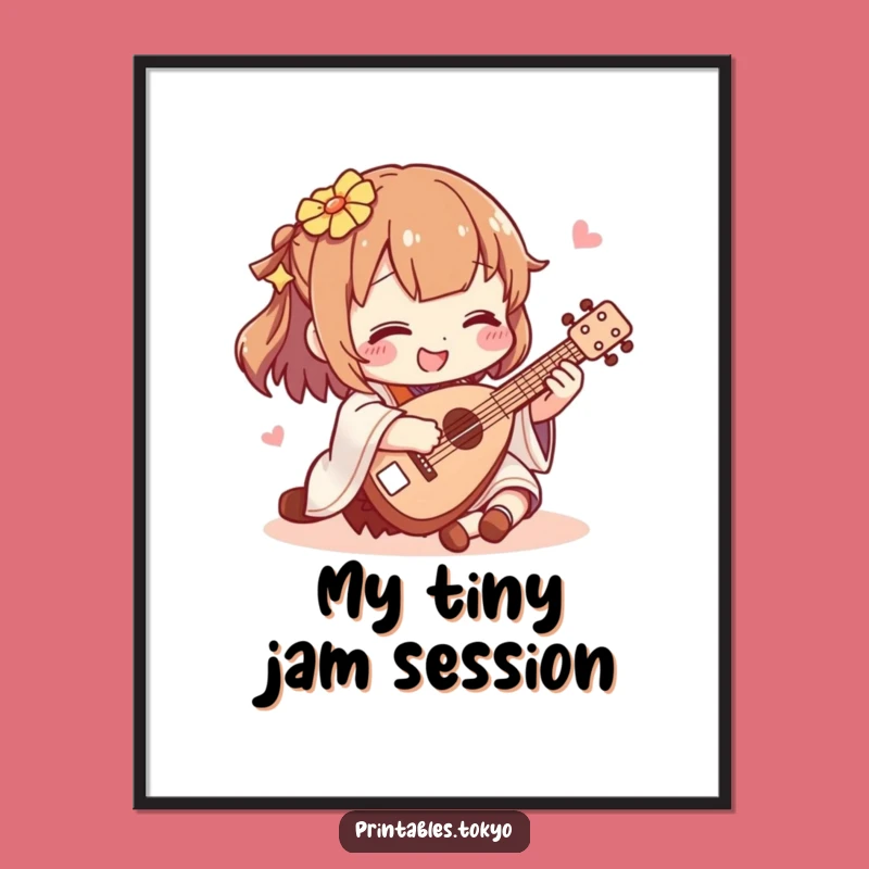 Funny Shamisen Player Digital Art: Instant Mini Music Joy Download!