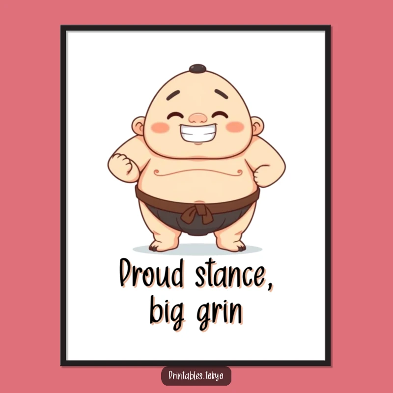 Funny Sumo Champion Digital Art: Bold Wrestler Print, Instant Powerful Decor