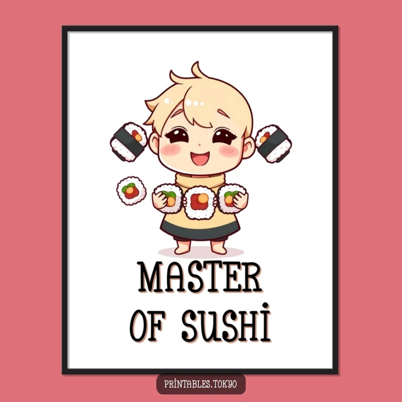 Funny Sushi Juggling Digital Art: Instant Humor for Your Walls
