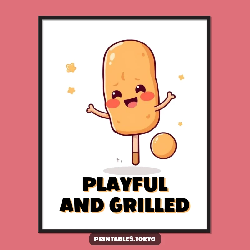 Funny Yakitori Skewer Bounce Digital Art: Instant Fun for Your Walls, A Funny Gift!