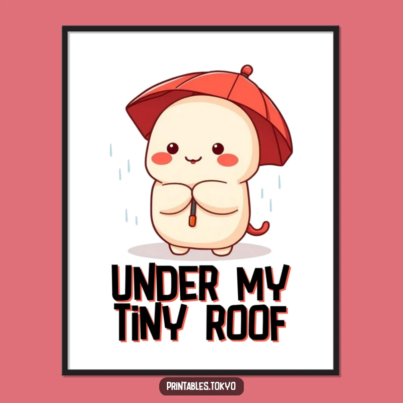 Funny Dumpling Umbrella Digital Print: Instant Cuteness, Rainy Day Art, Perfect Funny Gift!