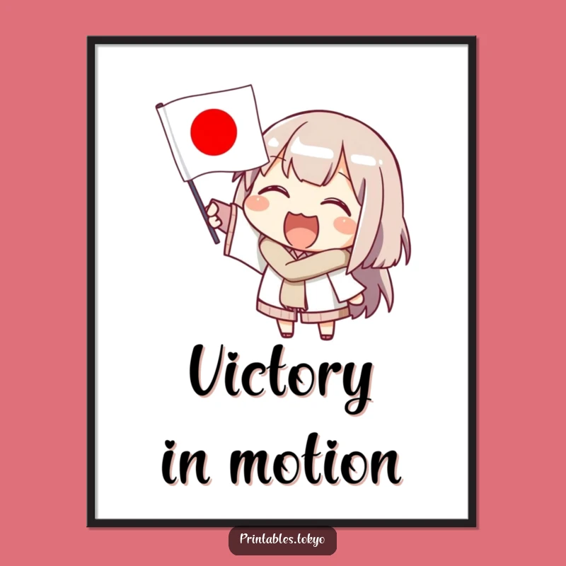 Funny Flag Digital Print: Enthusiastic Character Art, Instant Humorous Gift for Walls