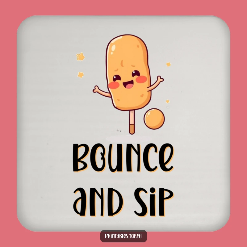 Funny Yakitori Skewer Bounce Coaster: Protect Surfaces with Fun, A Hilarious Funny Gift!