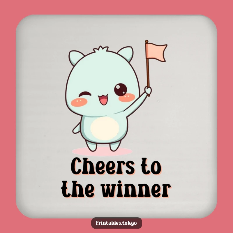 Funny Waving Flag Coaster - Excited Character Protection Gift