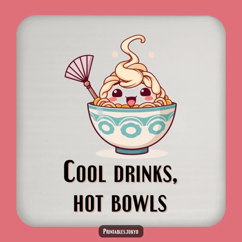 Funny Ramen Drink Coaster: Happy Bowl Fan - Humorous Table Protection