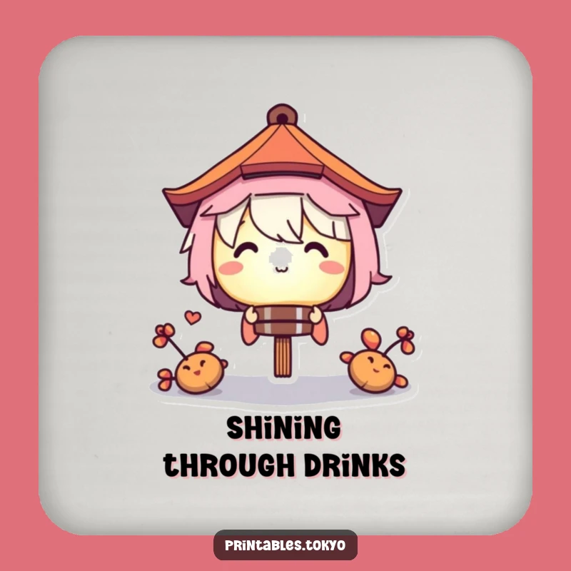 Funny Coaster Set: Mysterious Lantern Peek Character
