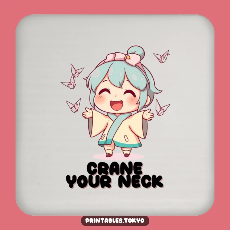 Funny Crane Juggling Coaster - Whimsical Character Art - Protect Surfaces with Humor Gift