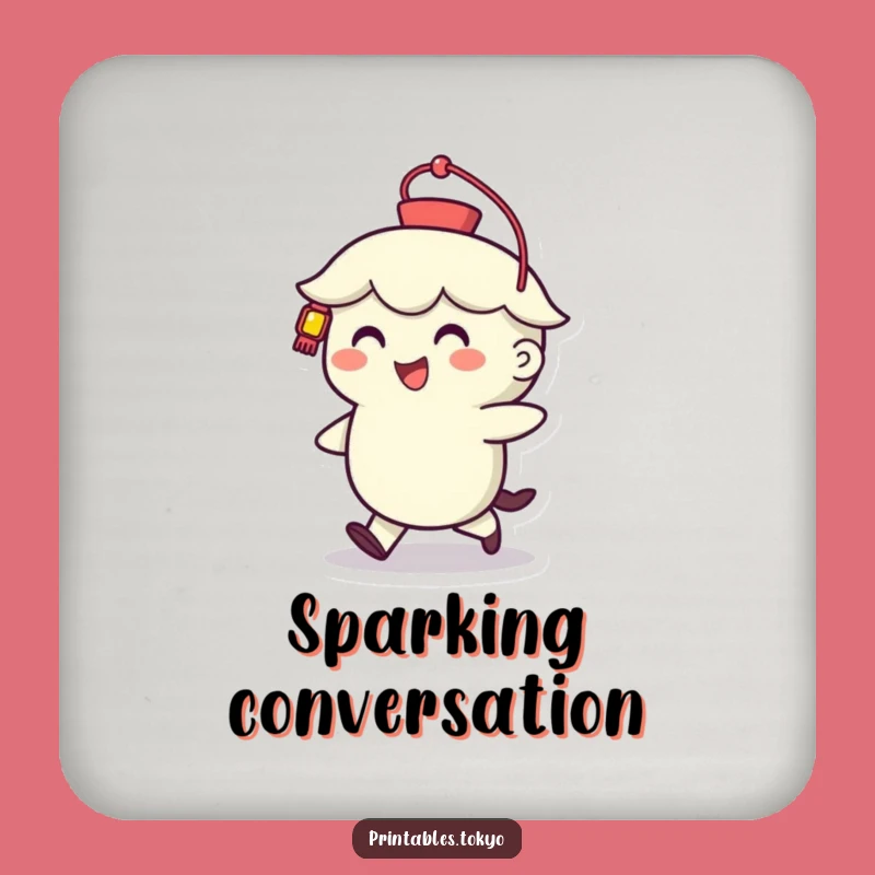 Funny Lantern Walker Drink Coaster: Cheerful Character Protector, A Hilarious Funny Gift for Tables!