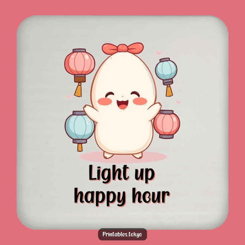 Funny Mochi Juggler Drink Coaster: Protect Surfaces, Lantern Glow, Great Funny Gift!