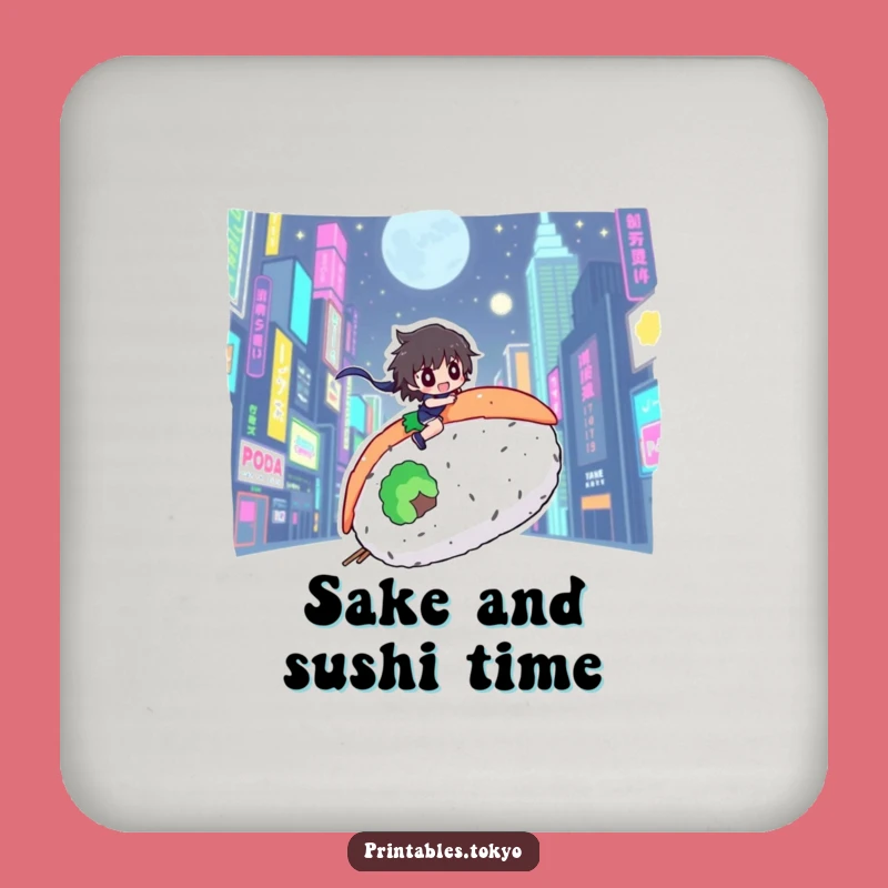 Funny Sushi Rider Coaster: Neon City Character, Protect Surfaces with Flavor