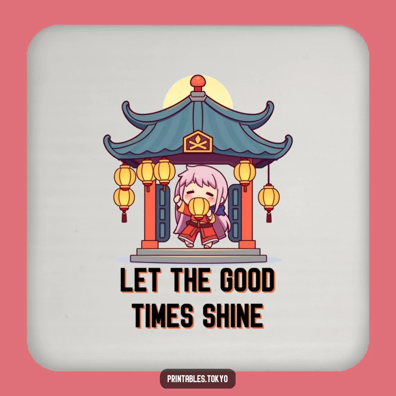 Funny Temple Juggler Coaster: Glowing Lanterns Character, Protect Surfaces with Magic