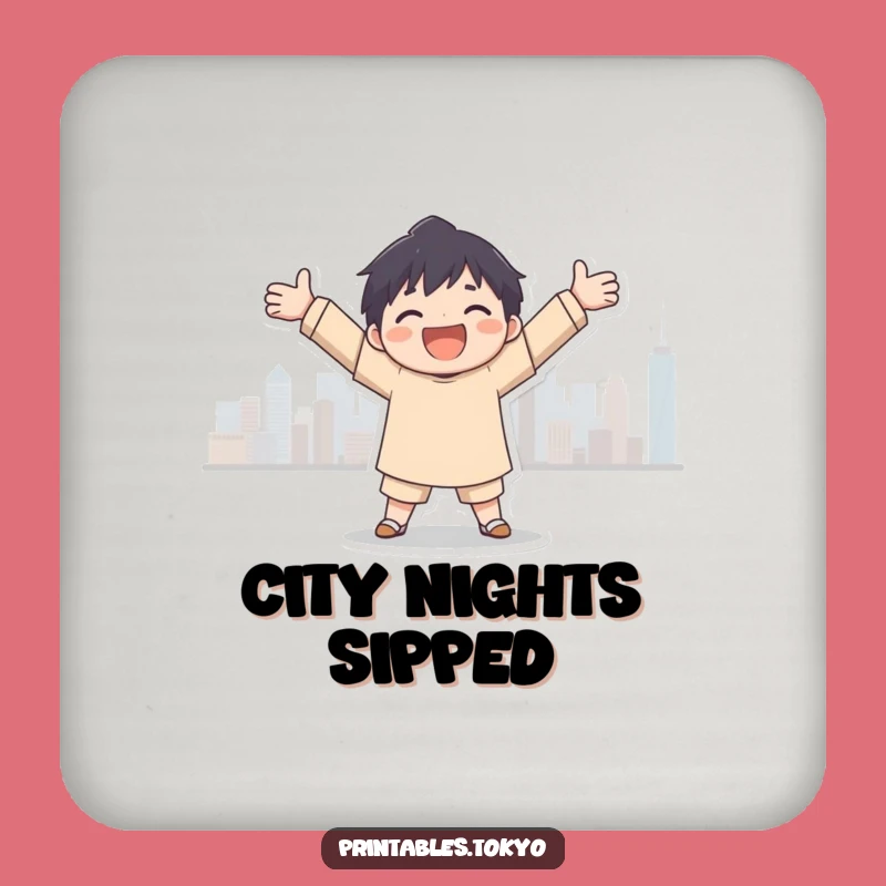Joyful City Embrace Coaster: Add Urban Charm to Your Table!