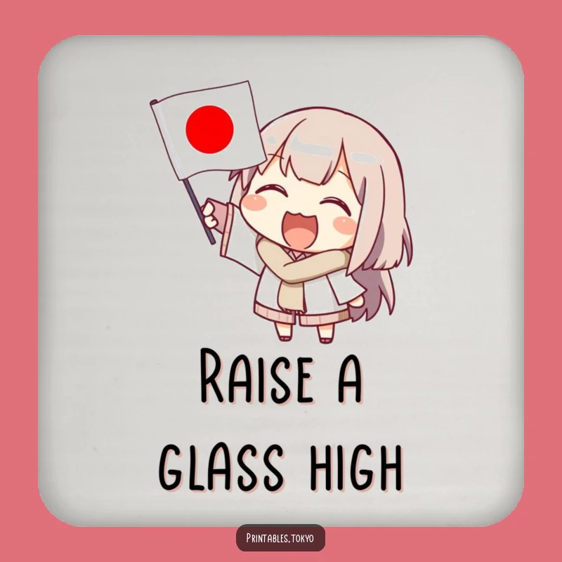 Funny Flag Coaster Set: Waving Character, Unique Humorous Gift for Tables