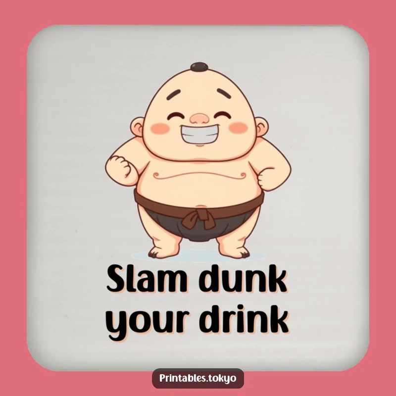 Funny Sumo Champion Coaster: Protect Surfaces With A Bold Grin, Novelty Gift