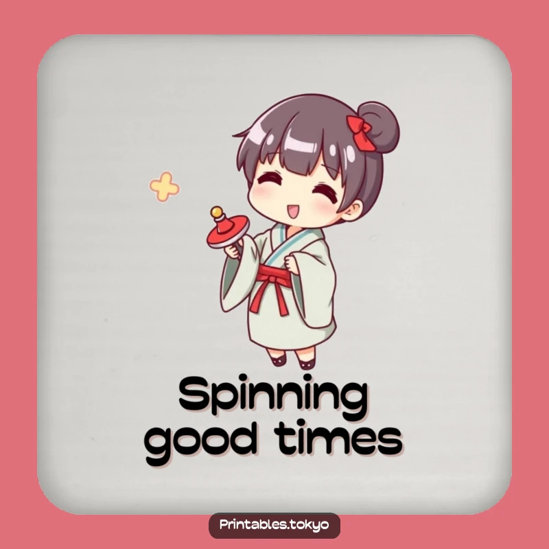 Funny Yukata Spinner Coaster: Add Retro Charm to Your Drinks!