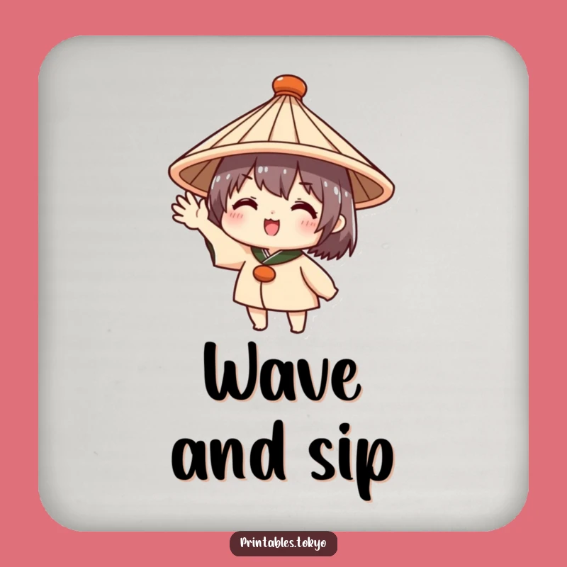Friendly Wave Funny Coaster Set - Protect Surfaces with Greetings