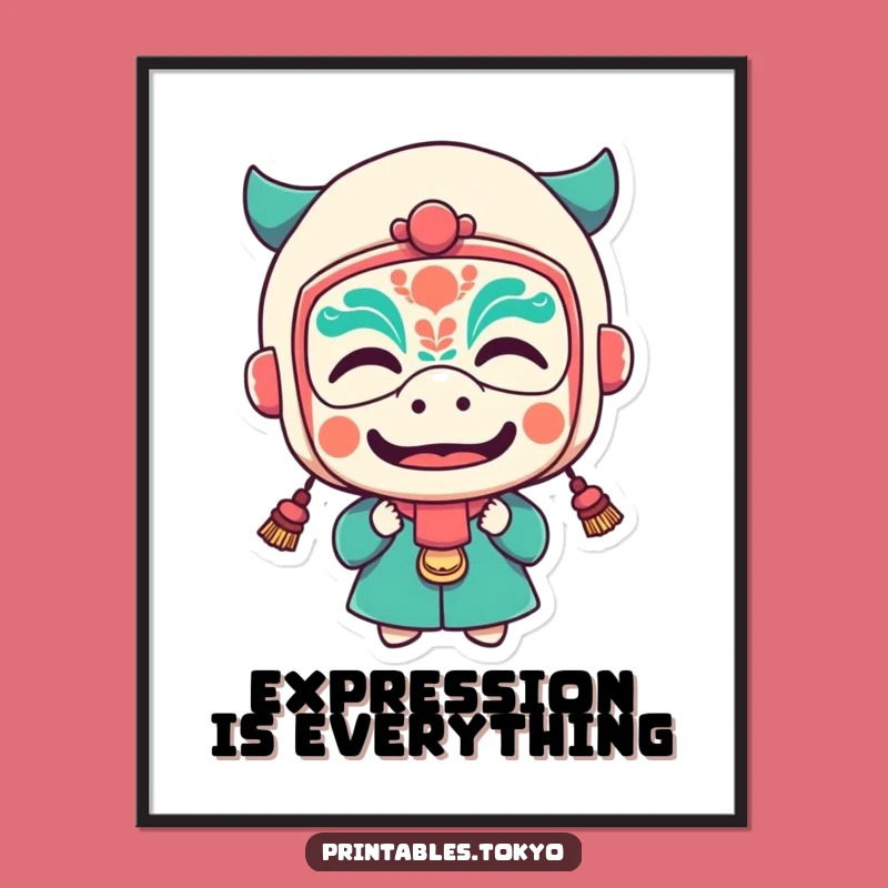 Funny Festival Mask Poster - Character Art, Perfect Whimsical Decor