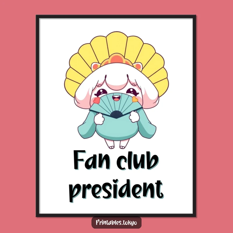 Funny Giant Fan Poster - Smiling Character Breezy Wall Art Gift