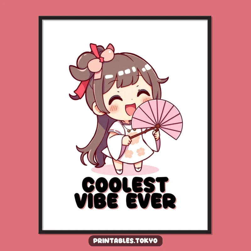 Funny Fan Waving Poster: Excited Character, Hilarious Wall Art for Smiles