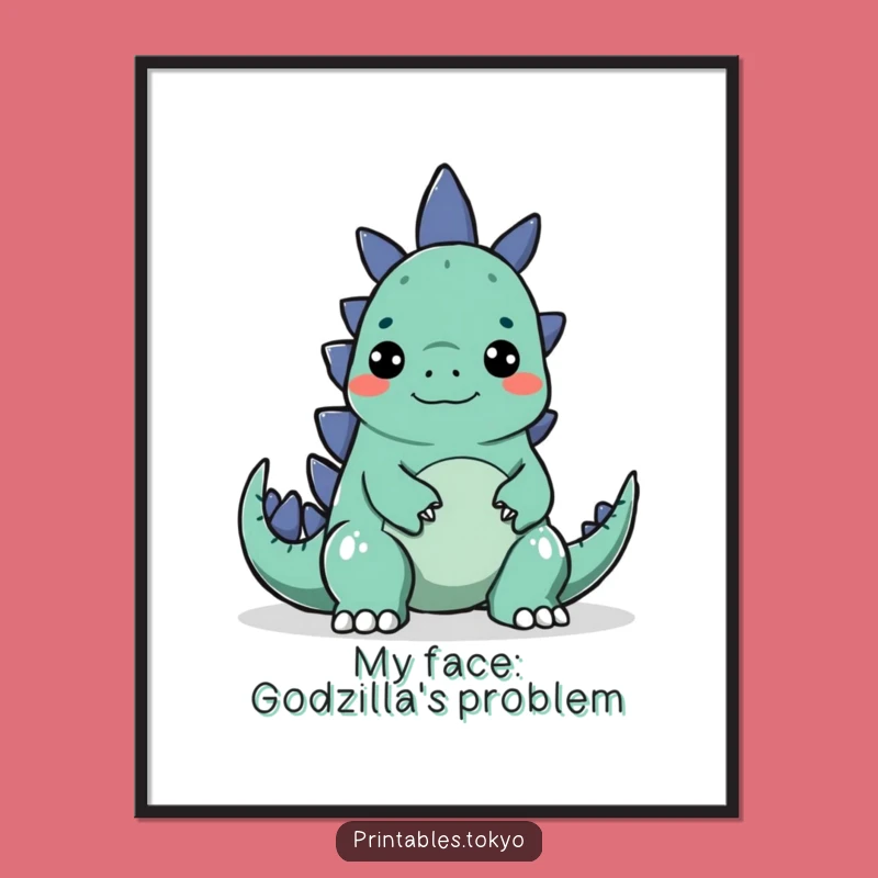 Funny Godzilla Surprise Poster - Silly Encounter Art, Perfect Funny Gift